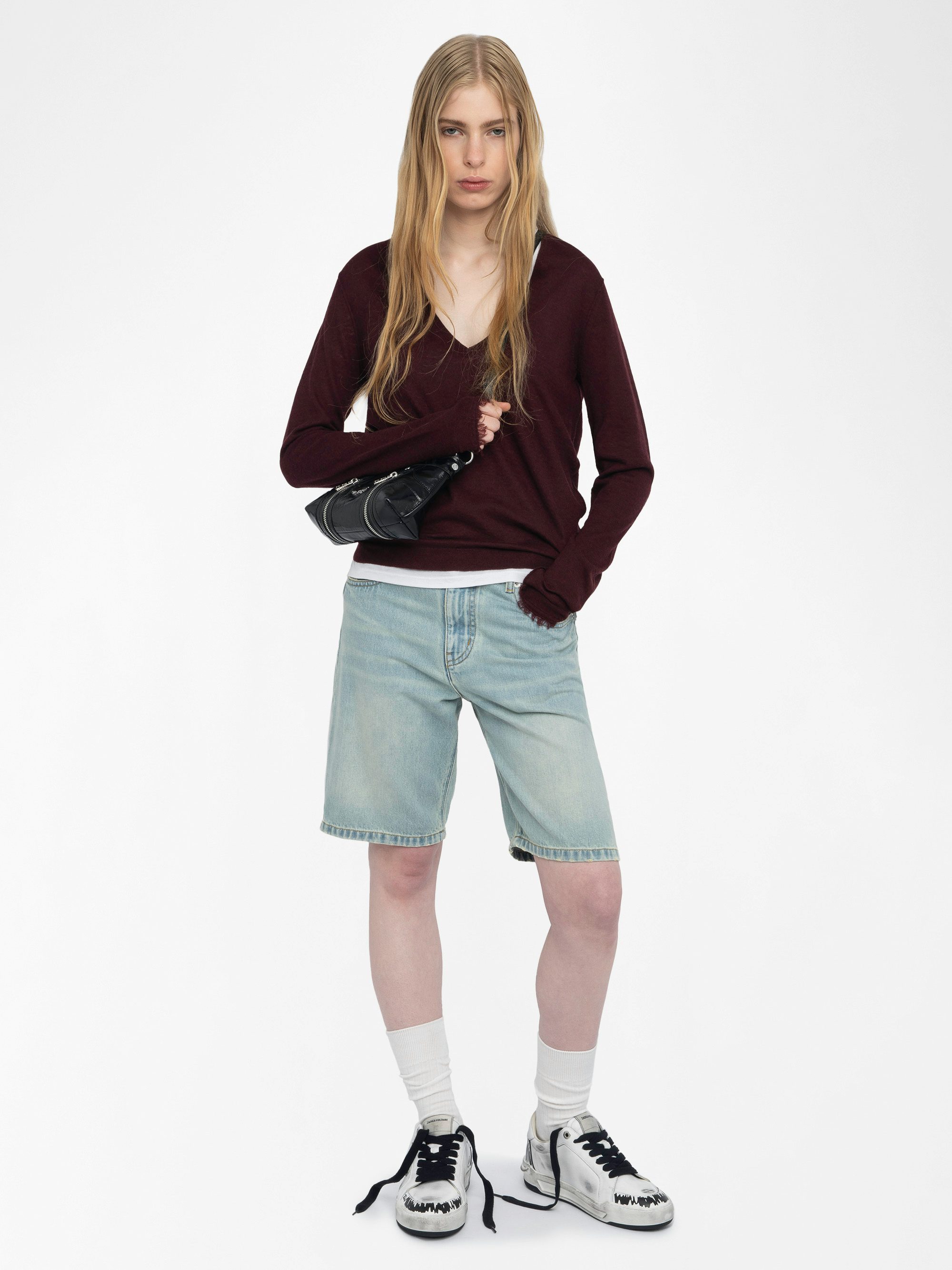 Rivy Jumper 100% Cashmere - Long-sleeved V-neck jumper.